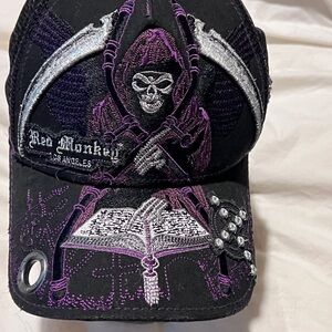 Authentic Red Monkey Black and Purple Embroidered Cap